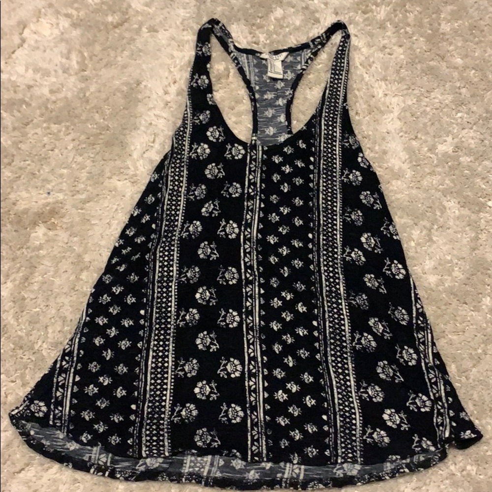 Black floral tank top